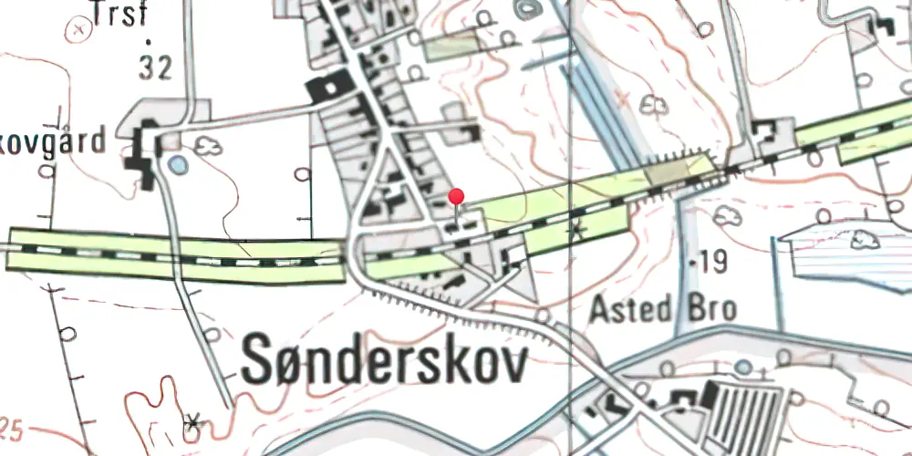 Historisk kort over Sønderskov Station