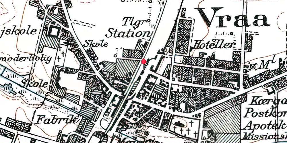 Historisk kort over Vrå Station Historisk kort over Vrå Station