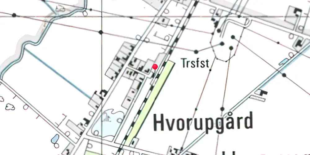 Historisk kort over Hvorupgård Holdeplads med sidespor Historisk kort over Hvorupgård Holdeplads med sidespor