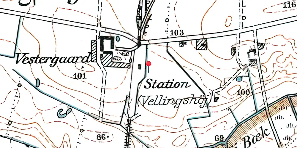 Historisk kort over Vellingshøj Station Historisk kort over Vellingshøj Station