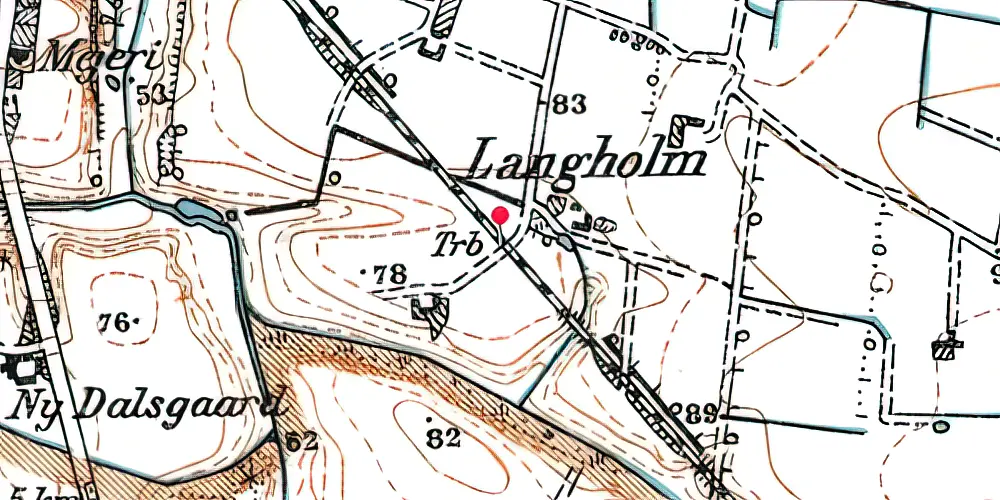 Historisk kort over Langholm Trinbræt Historisk kort over Langholm Trinbræt