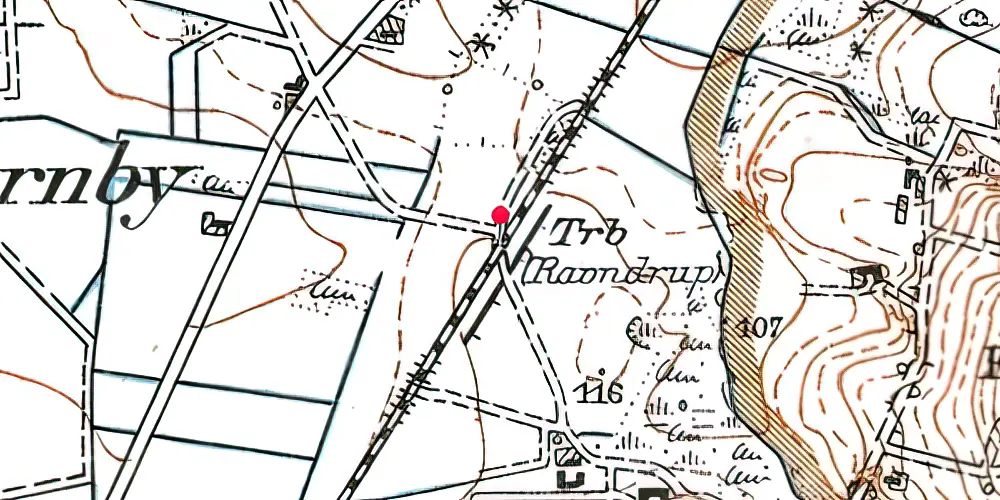 Historisk kort over Raundrup Trinbræt Historisk kort over Raundrup Trinbræt