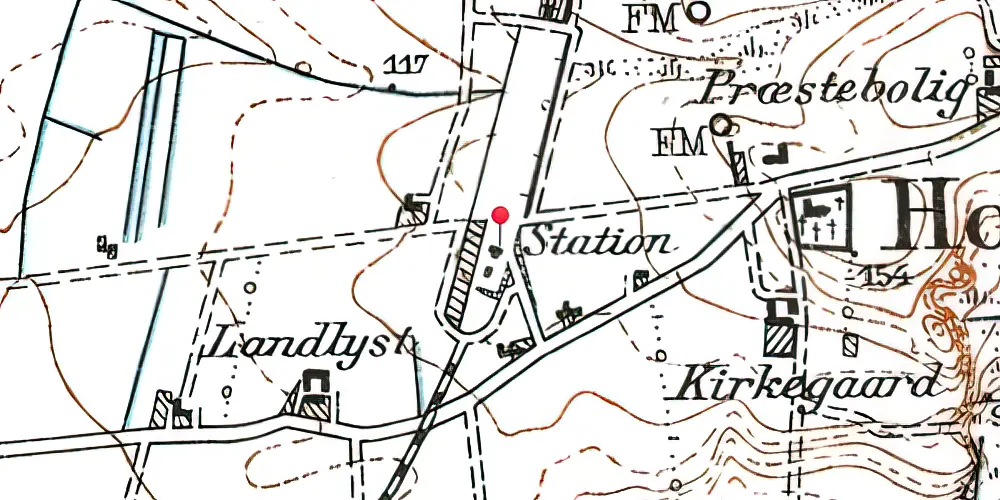 Historisk kort over Horne Station Historisk kort over Horne Station