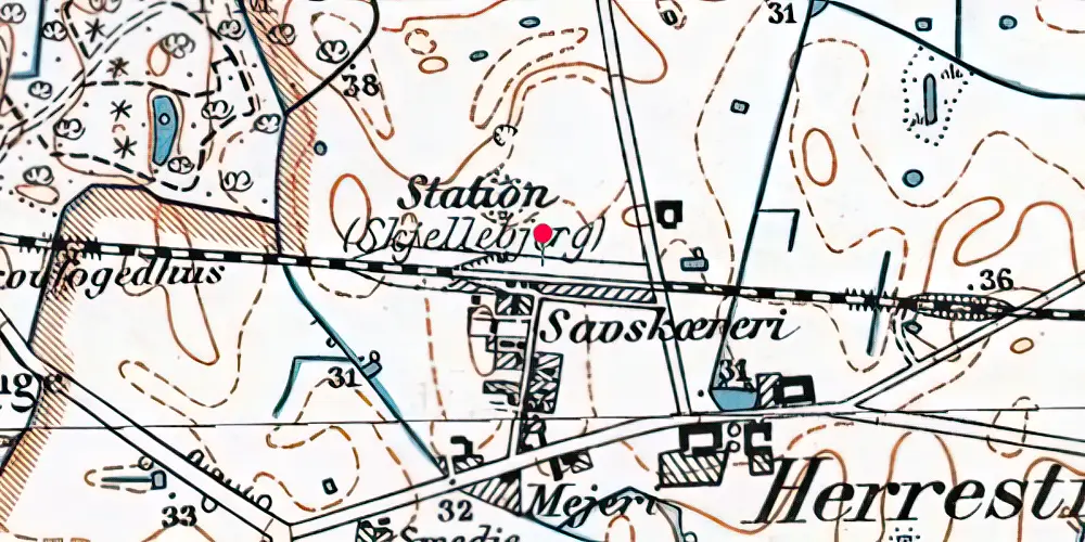 Historisk kort over Skellebjerg Station