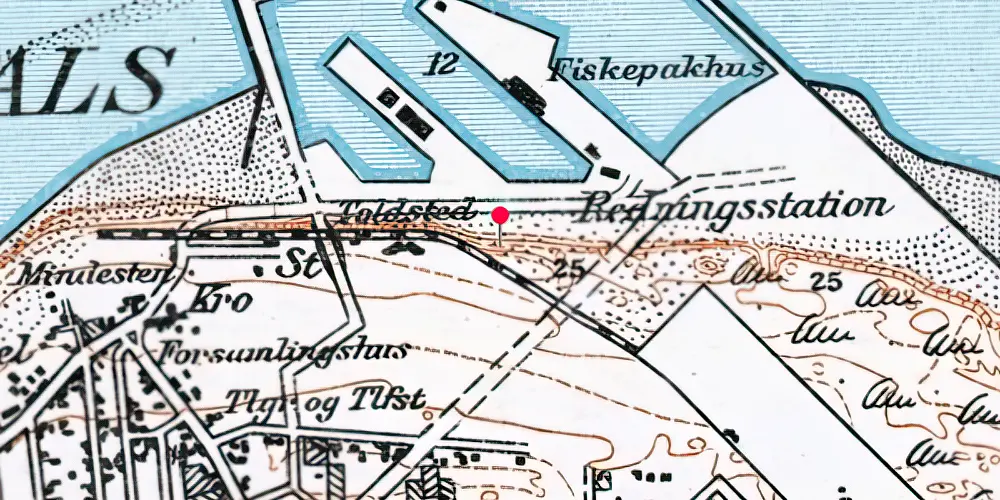 Historisk kort over Hirtshals Havn Trinbræt Historisk kort over Hirtshals Havn Trinbræt