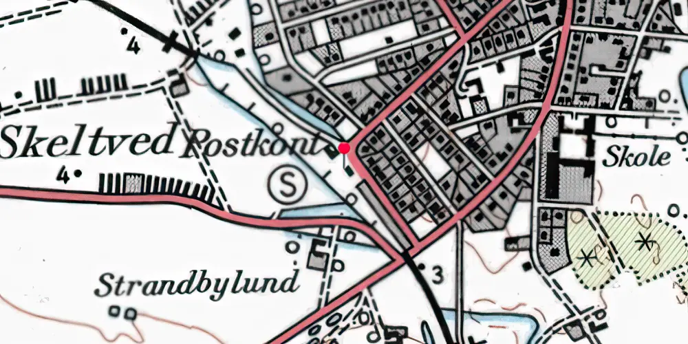 Historisk kort over Strandby Trinbræt Historisk kort over Strandby Trinbræt