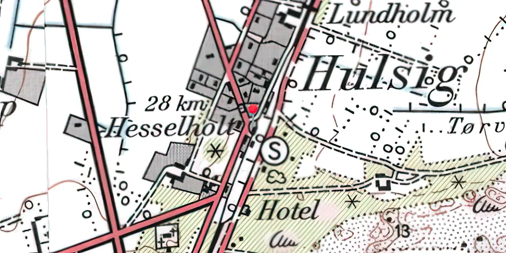 Historisk kort over Hulsig Station [1890-1967]