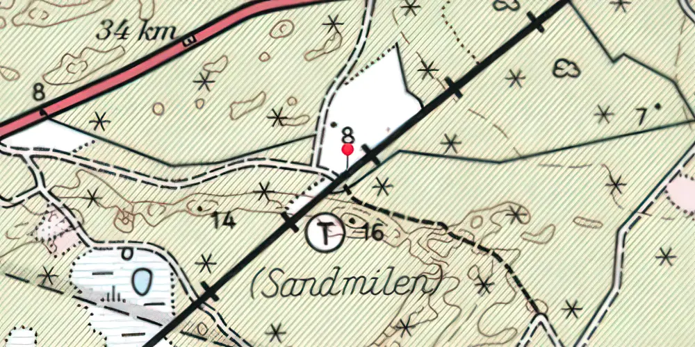 Historisk kort over Sandmilen Trinbræt Historisk kort over Sandmilen Trinbræt