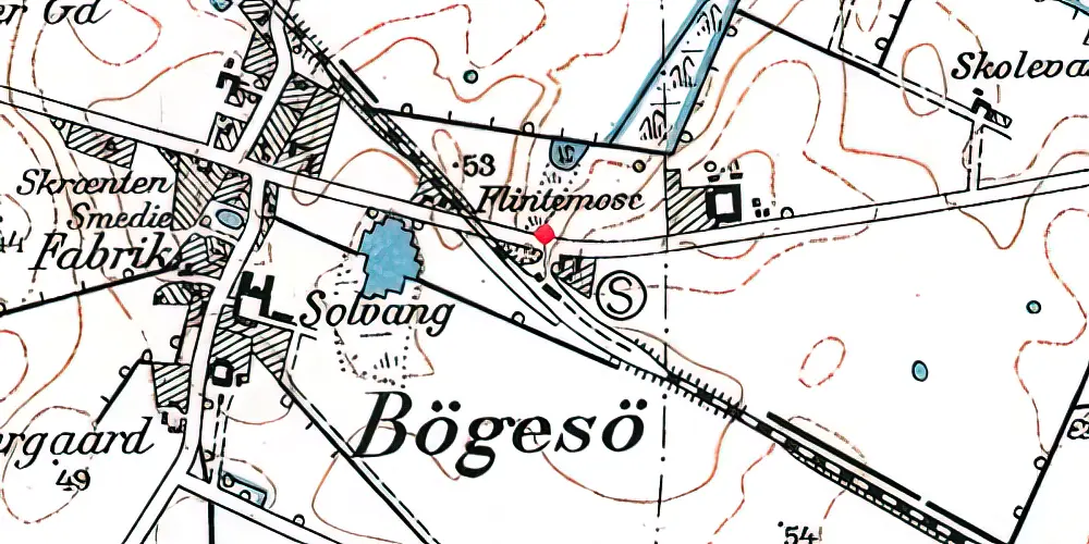 Historisk kort over Bøgesø Station Historisk kort over Bøgesø Station