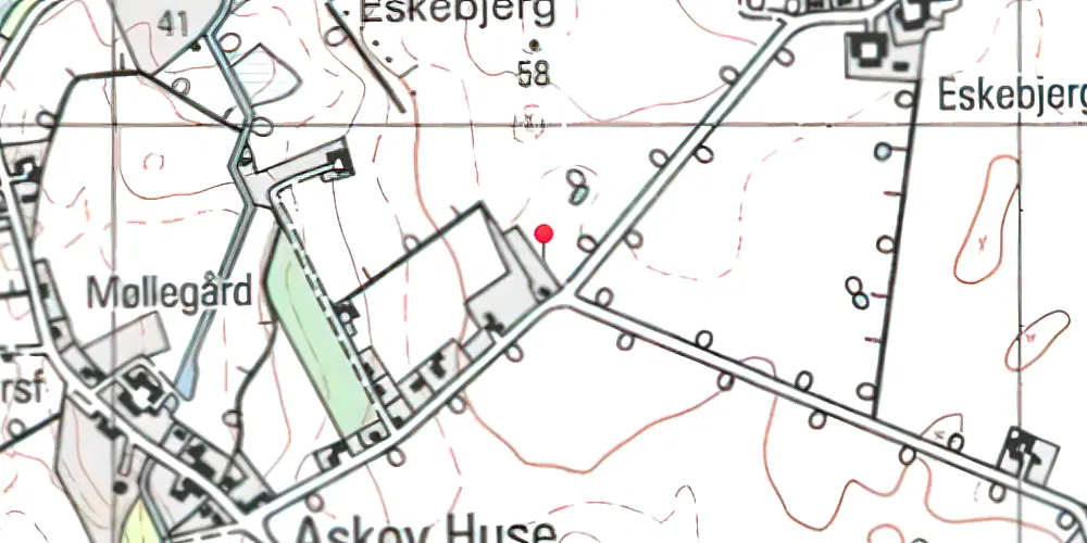 Historisk kort over Askov Huse Trinbræt med Sidespor Historisk kort over Askov Huse Trinbræt med Sidespor