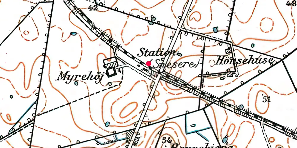 Historisk kort over Snesere Station