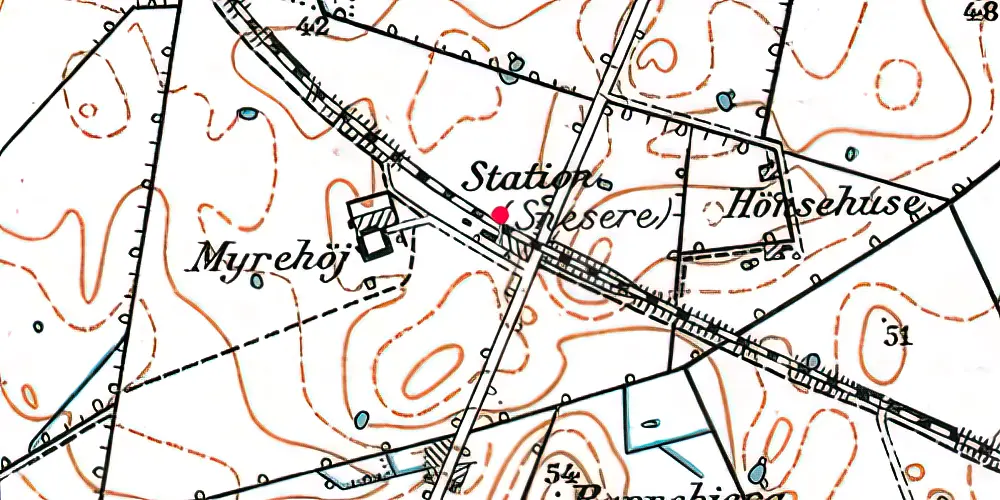 Historisk kort over Snesere Station Historisk kort over Snesere Station