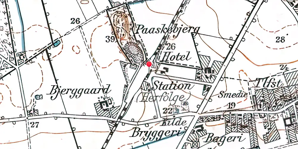 Historisk kort over Herfølge Station Historisk kort over Herfølge Station