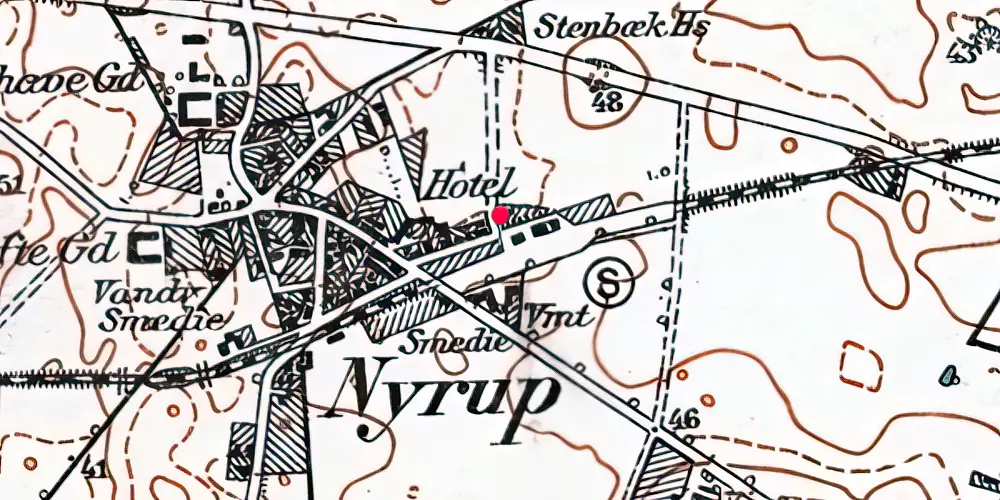 Historisk kort over Nyrup Station