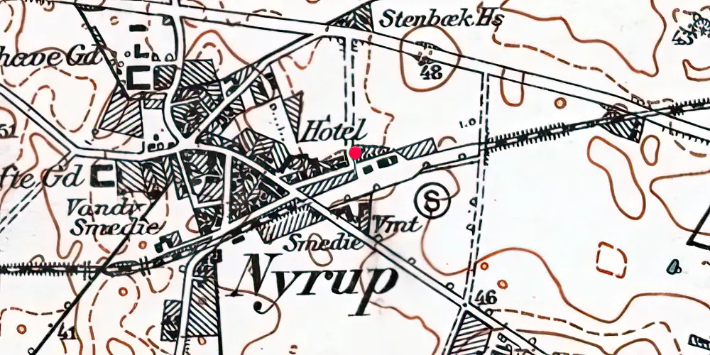 Historisk kort over Nyrup Trinbræt Historisk kort over Nyrup Trinbræt