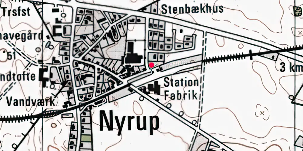 Historisk kort over Nyrup Trinbræt Historisk kort over Nyrup Trinbræt