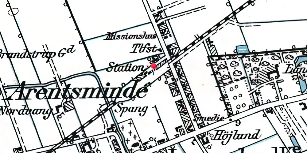 Historisk kort over Arentsminde Station Historisk kort over Arentsminde Station