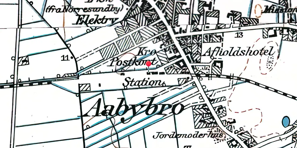 Historisk kort over Aabybro Station Historisk kort over Aabybro Station