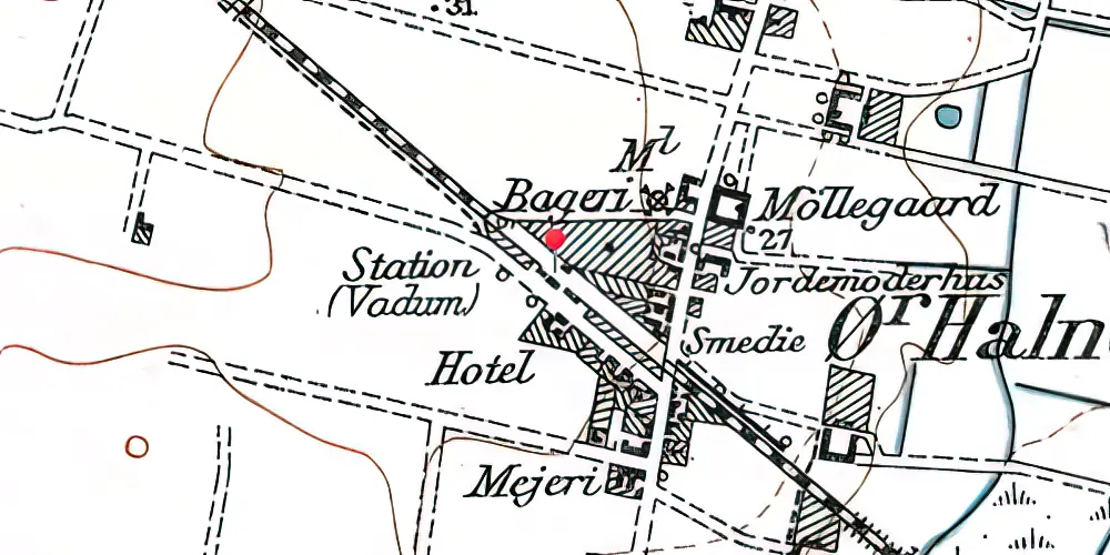 Historisk kort over Vadum Station Historisk kort over Vadum Station