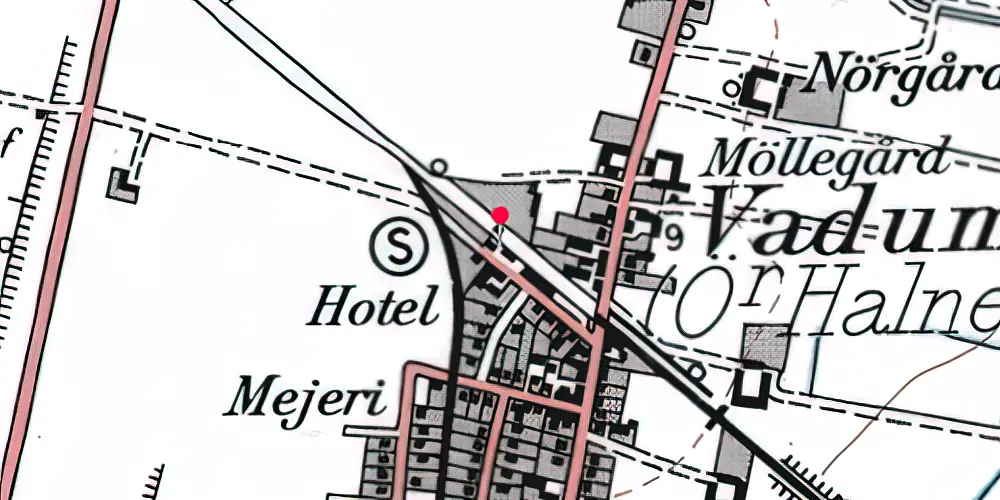 Historisk kort over Vadum Station Historisk kort over Vadum Station