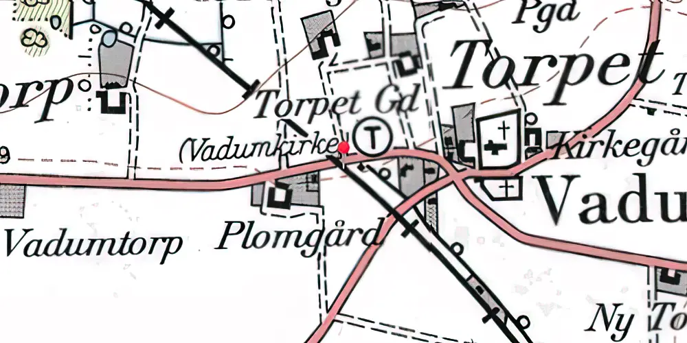 Historisk kort over Vadum Kirke Trinbræt Historisk kort over Vadum Kirke Trinbræt