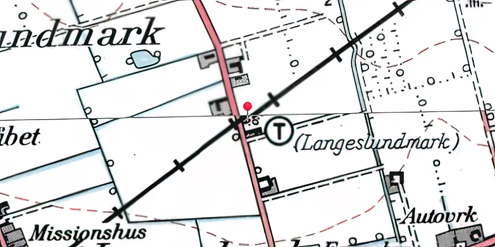 Historisk kort over Langeslund-Mark Trinbræt Historisk kort over Langeslund-Mark Trinbræt