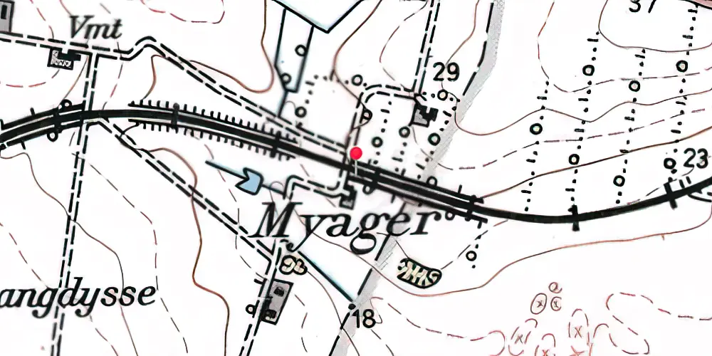 Historisk kort over Myager Trinbræt Historisk kort over Myager Trinbræt