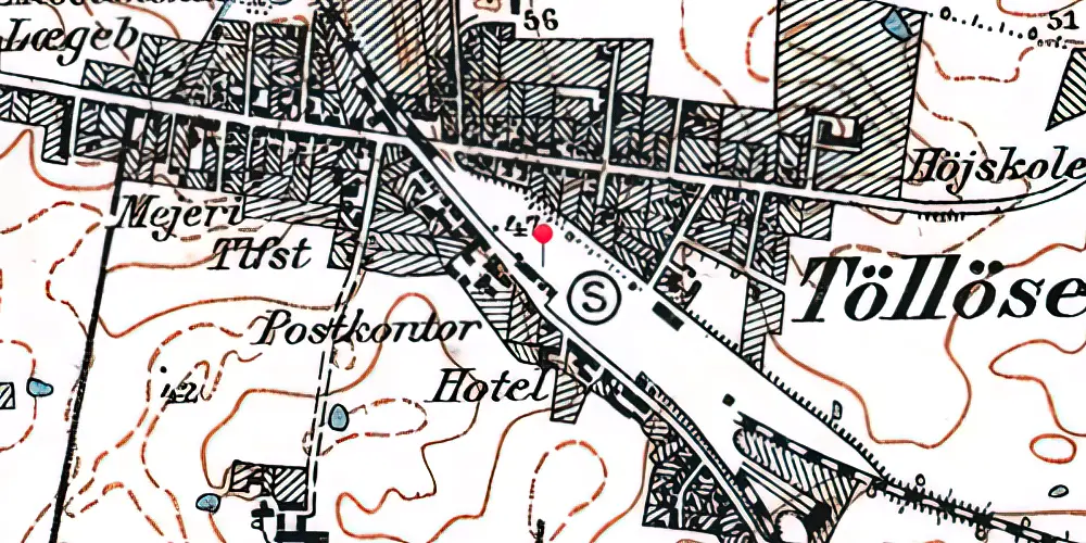 Historisk kort over Tølløse Station
