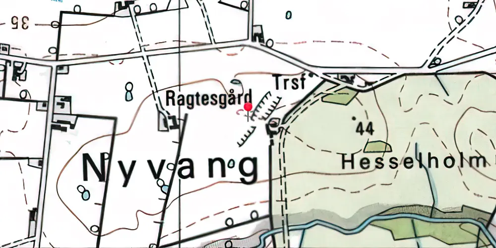 Historisk kort over Nyvang Trinbræt Historisk kort over Nyvang Trinbræt