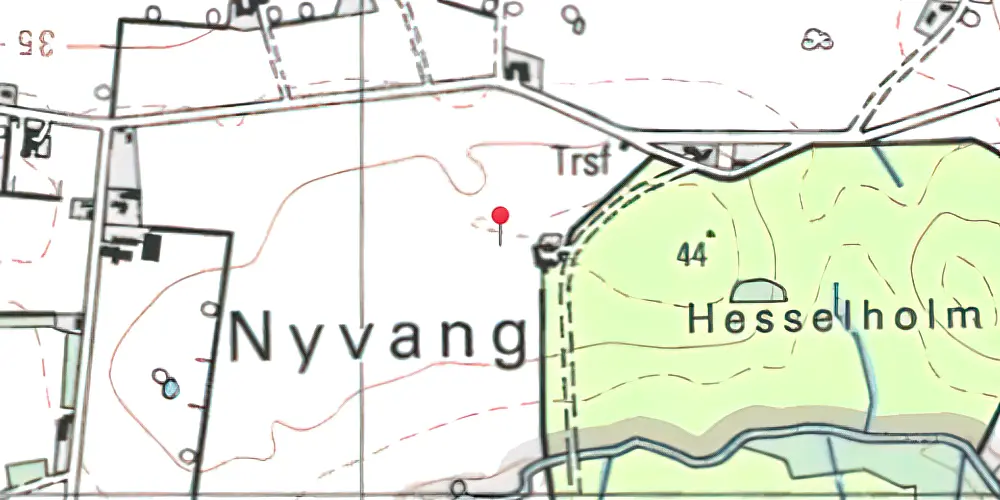 Historisk kort over Nyvang Trinbræt Historisk kort over Nyvang Trinbræt