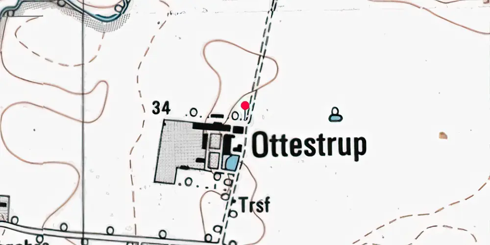 Historisk kort over Ottestrup Trinbræt med Sidespor Historisk kort over Ottestrup Trinbræt med Sidespor