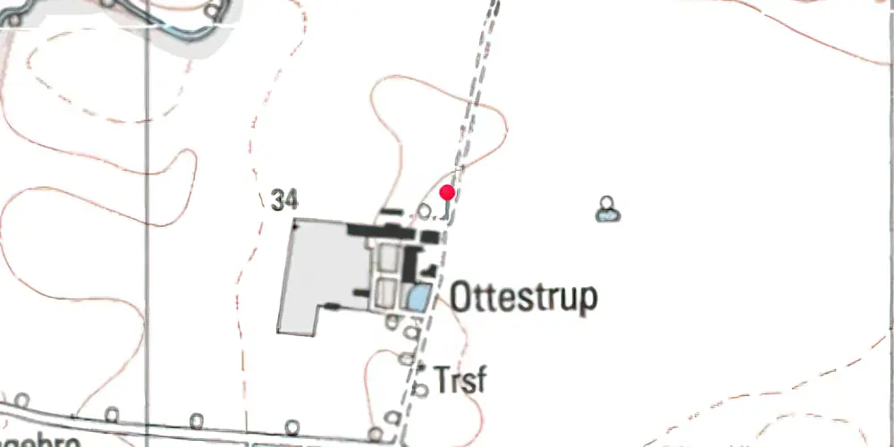 Historisk kort over Ottestrup Trinbræt med Sidespor Historisk kort over Ottestrup Trinbræt med Sidespor