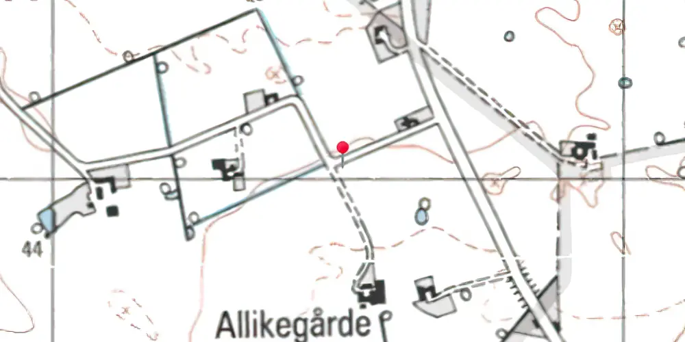 Historisk kort over Allikegaarde Trinbræt Historisk kort over Allikegaarde Trinbræt