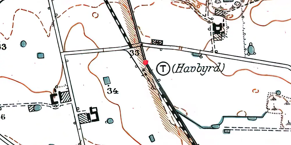 Historisk kort over Haugbyrd Trinbræt Historisk kort over Haugbyrd Trinbræt