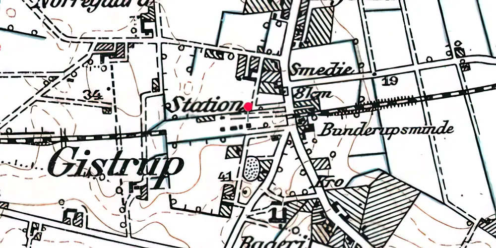 Historisk kort over Gistrup Station Historisk kort over Gistrup Station