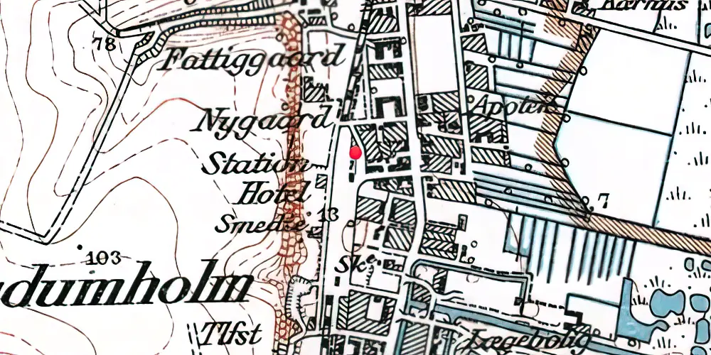 Historisk kort over Gudumholm Station Historisk kort over Gudumholm Station