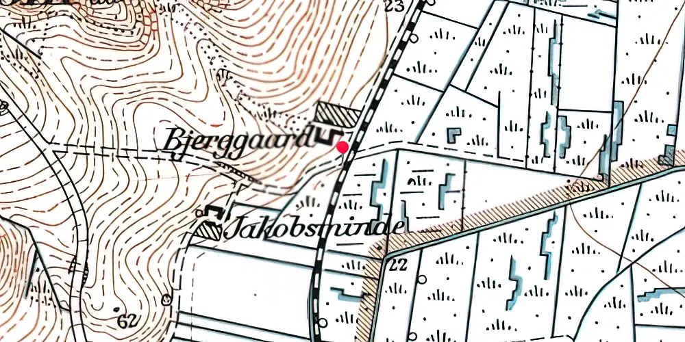 Historisk kort over Bjerregaardene Trinbræt Historisk kort over Bjerregaardene Trinbræt