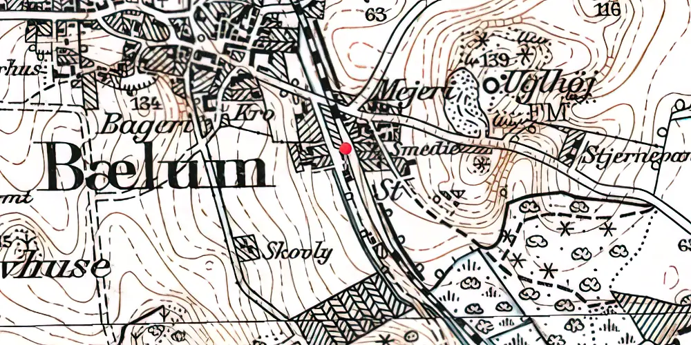 Historisk kort over Bælum Station Historisk kort over Bælum Station