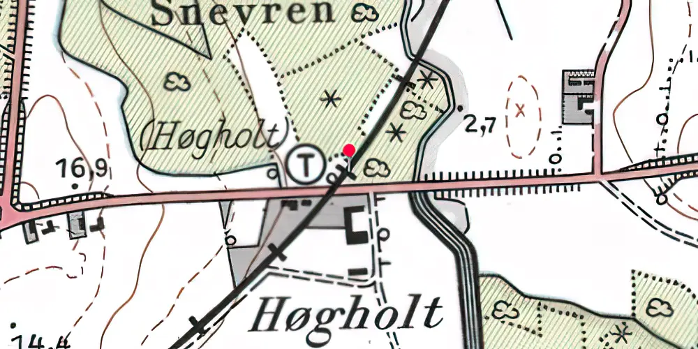 Historisk kort over Høgholt Trinbræt Historisk kort over Høgholt Trinbræt