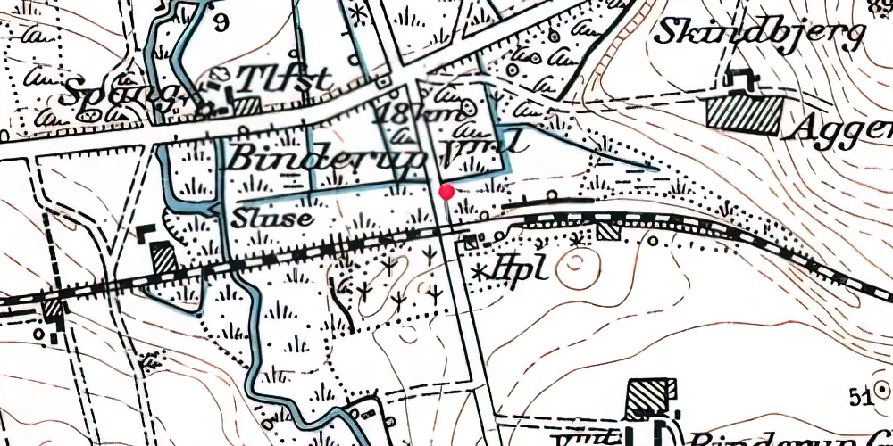 Historisk kort over Binderup Trinbræt