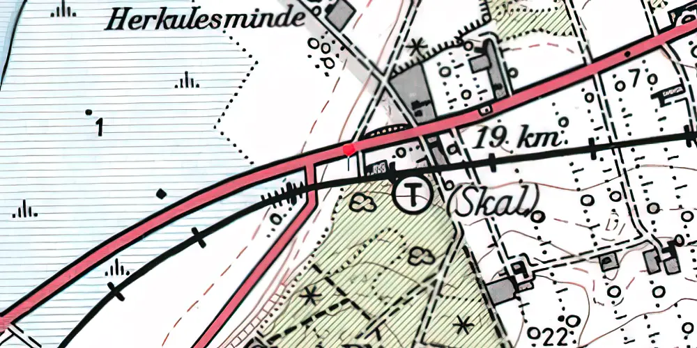 Historisk kort over Skal Trinbræt Historisk kort over Skal Trinbræt