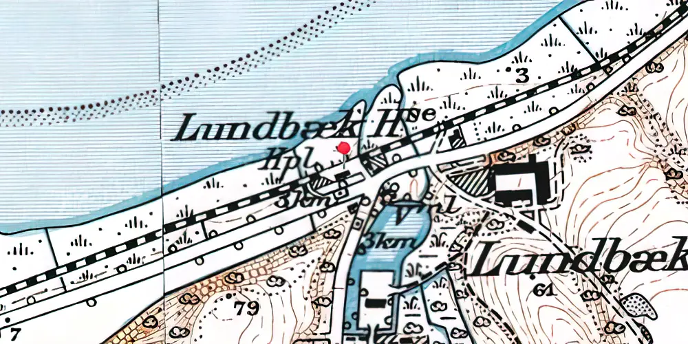 Historisk kort over Lundbæk Holdeplads