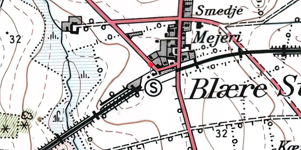 Historisk kort over Blære Station Historisk kort over Blære Station