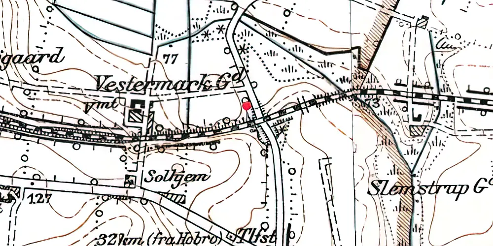 Historisk kort over Jelstrupgaarde Trinbræt