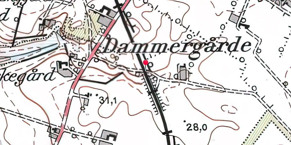 Historisk kort over Dammergaarde Trinbræt