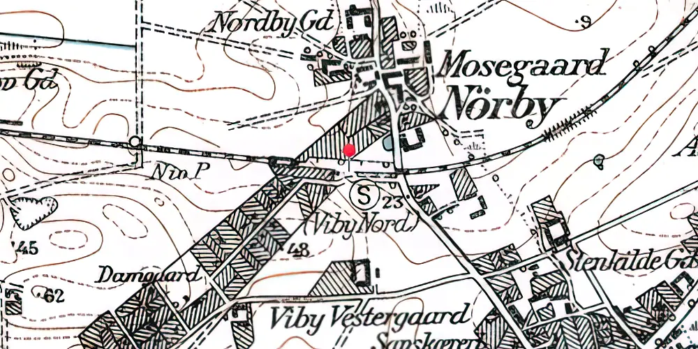 Historisk kort over Viby Nord Jylland Station Historisk kort over Viby Nord Jylland Station