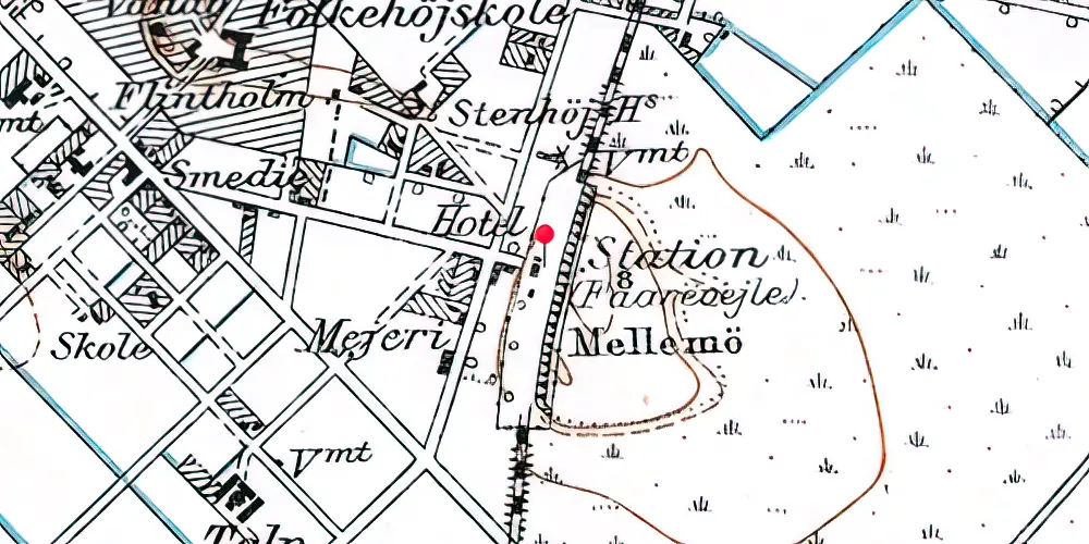 Historisk kort over Fårevejle Station Historisk kort over Fårevejle Station