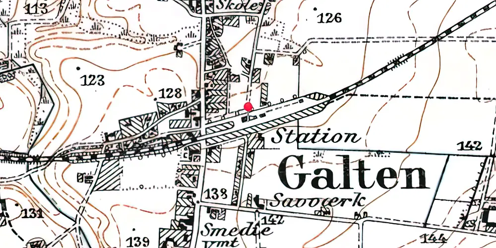 Historisk kort over Galten Station Historisk kort over Galten Station