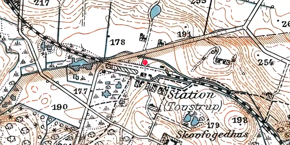 Historisk kort over Toustrup Station Historisk kort over Toustrup Station