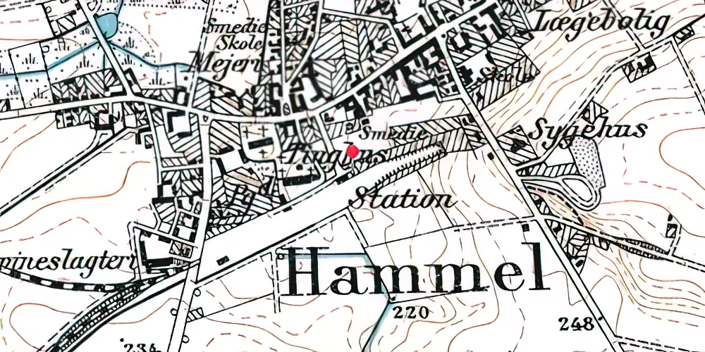 Historisk kort over Hammel Station